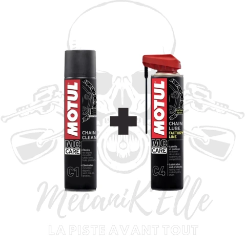 [référence : 1122669+3062727] Pack entretien chaine MOTUL C1+C4